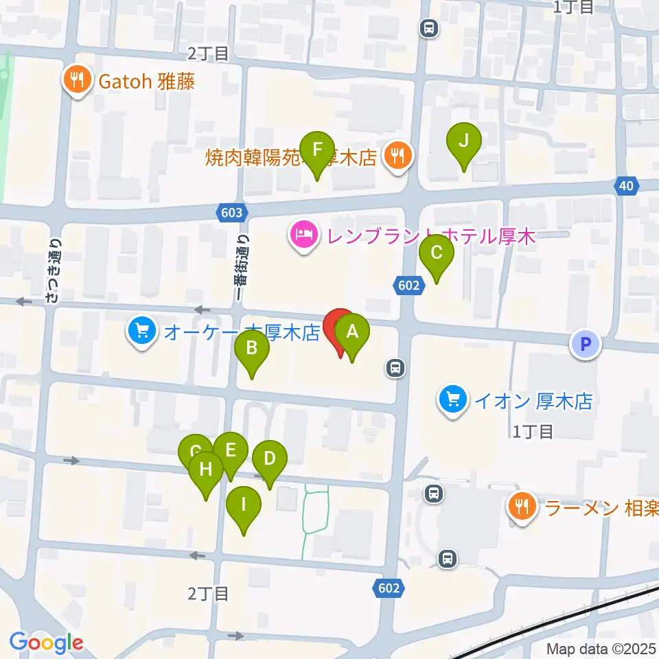 あつぎ市民交流プラザ周辺のカフェ一覧地図