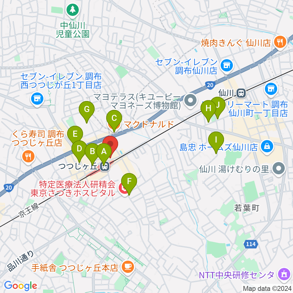 プリーマ・トーン音楽教室周辺のカフェ一覧地図