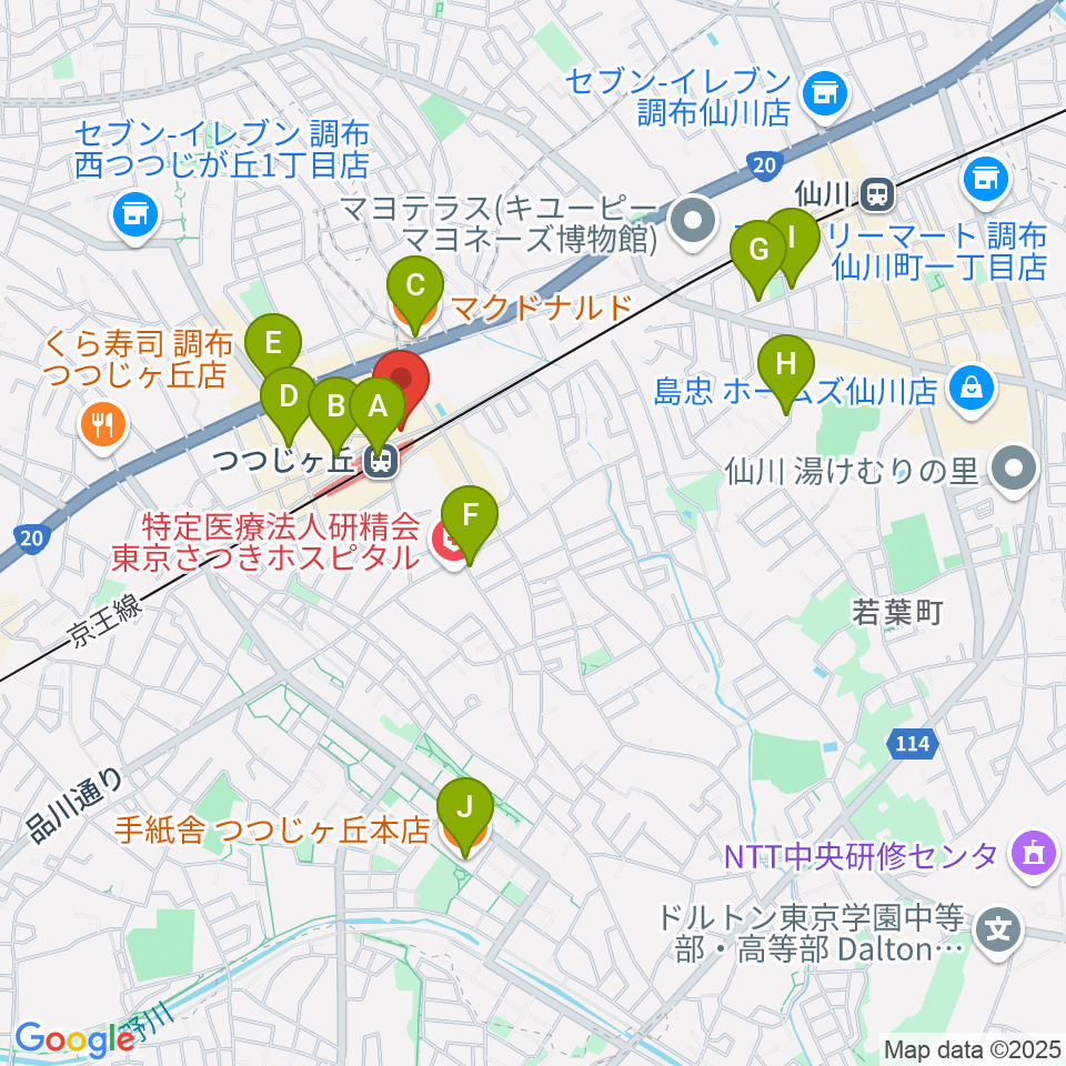 プリーマ・トーン音楽教室周辺のカフェ一覧地図