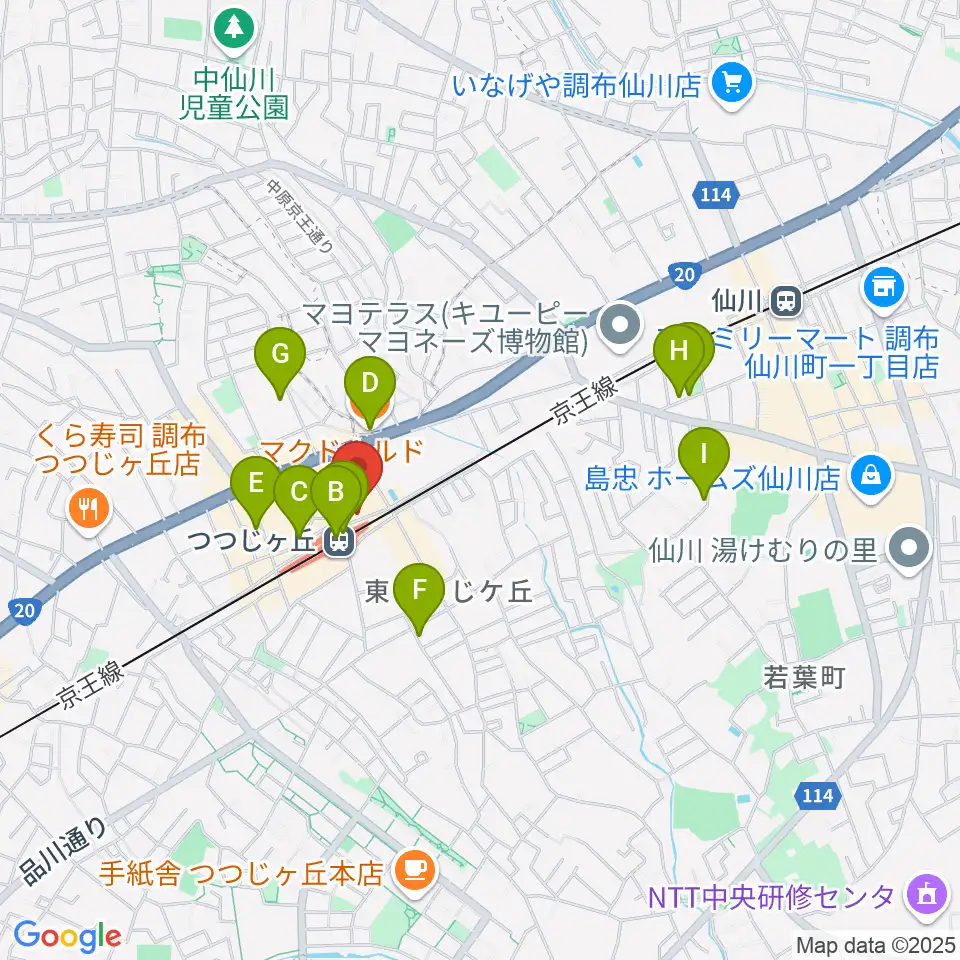 プリーマ・トーン音楽教室周辺のカフェ一覧地図