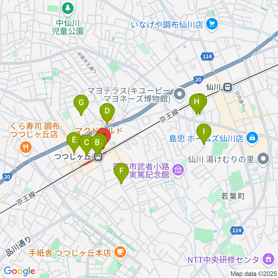 プリーマ・トーン音楽教室周辺のカフェ一覧地図