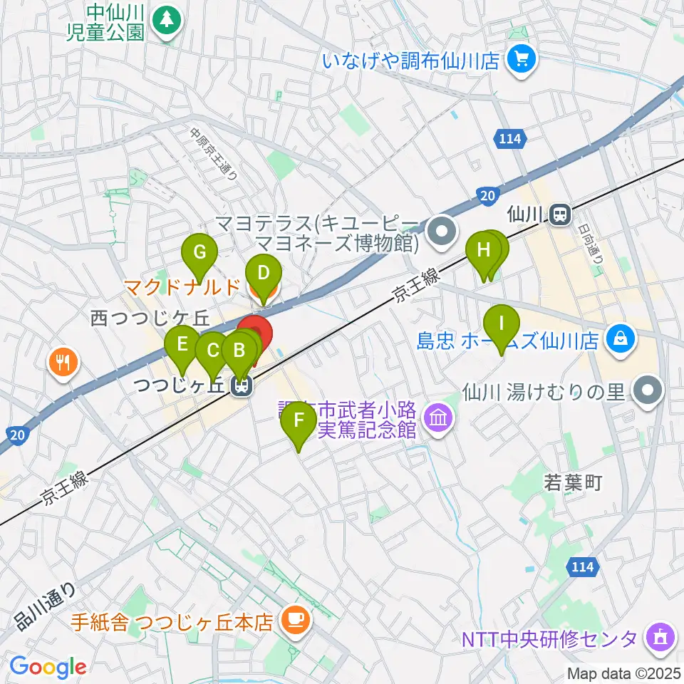 プリーマ・トーン音楽教室周辺のカフェ一覧地図