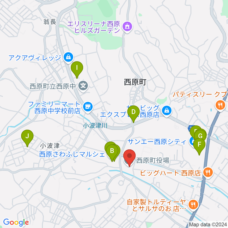 西原町町民交流センター・さわふじ未来ホール周辺のカフェ一覧地図