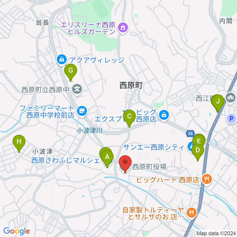 西原町町民交流センター・さわふじ未来ホール周辺のカフェ一覧地図