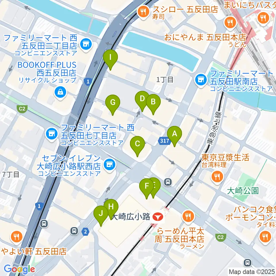 五反田ロッキー周辺のカフェ一覧地図