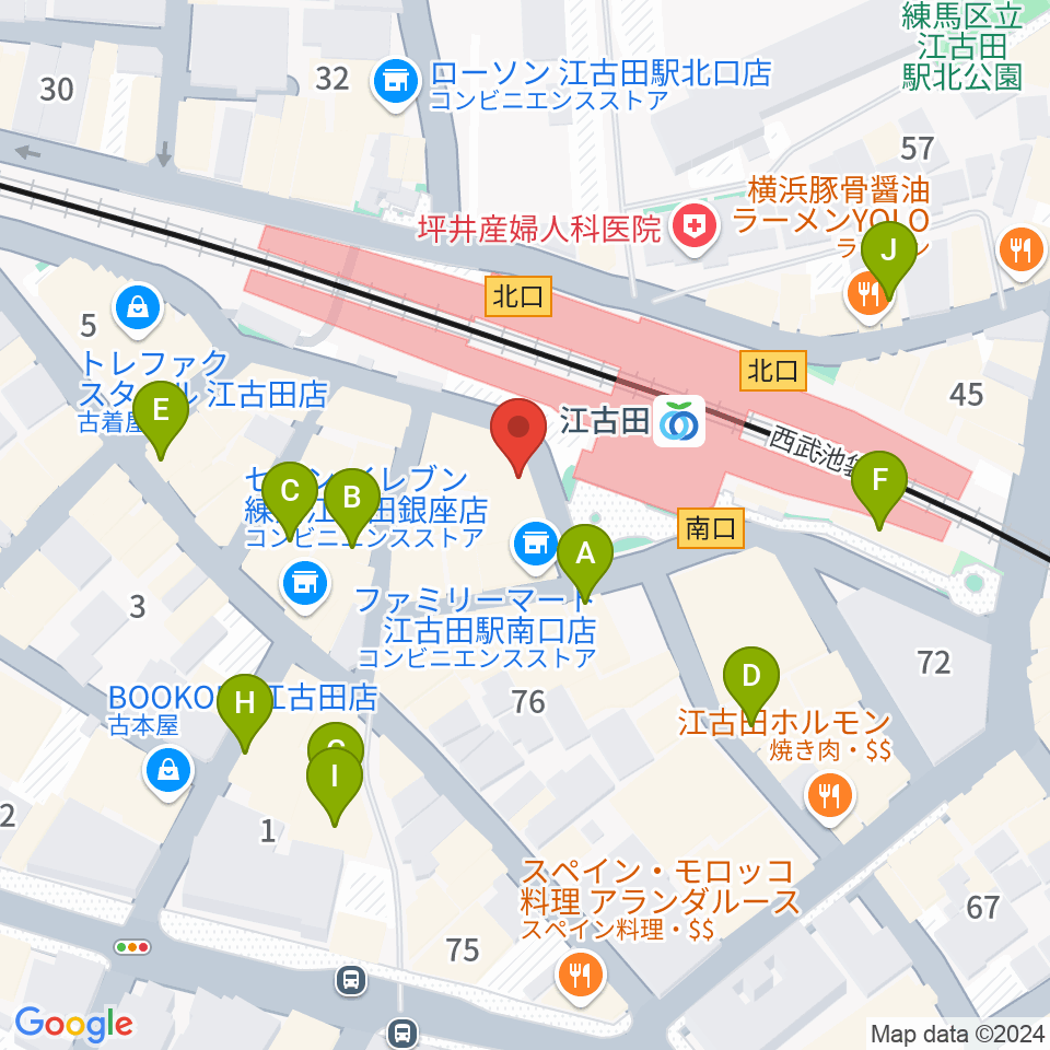 江古田BUDDY周辺のカフェ一覧地図