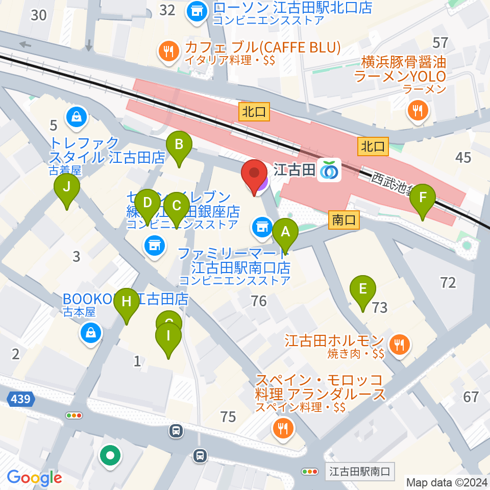 江古田BUDDY周辺のカフェ一覧地図