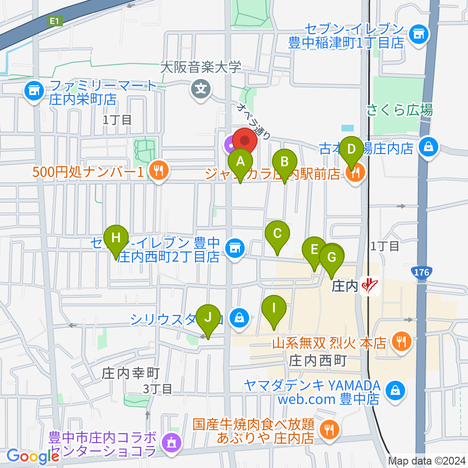 大阪音楽大学 ザ・カレッジ・オペラハウス周辺のカフェ一覧地図