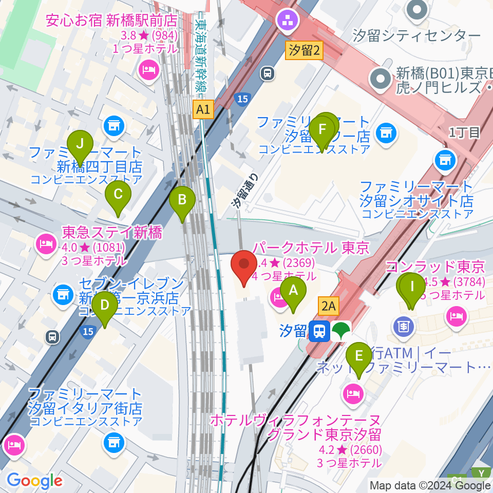 日仏文化協会 汐留ホール周辺のカフェ一覧地図