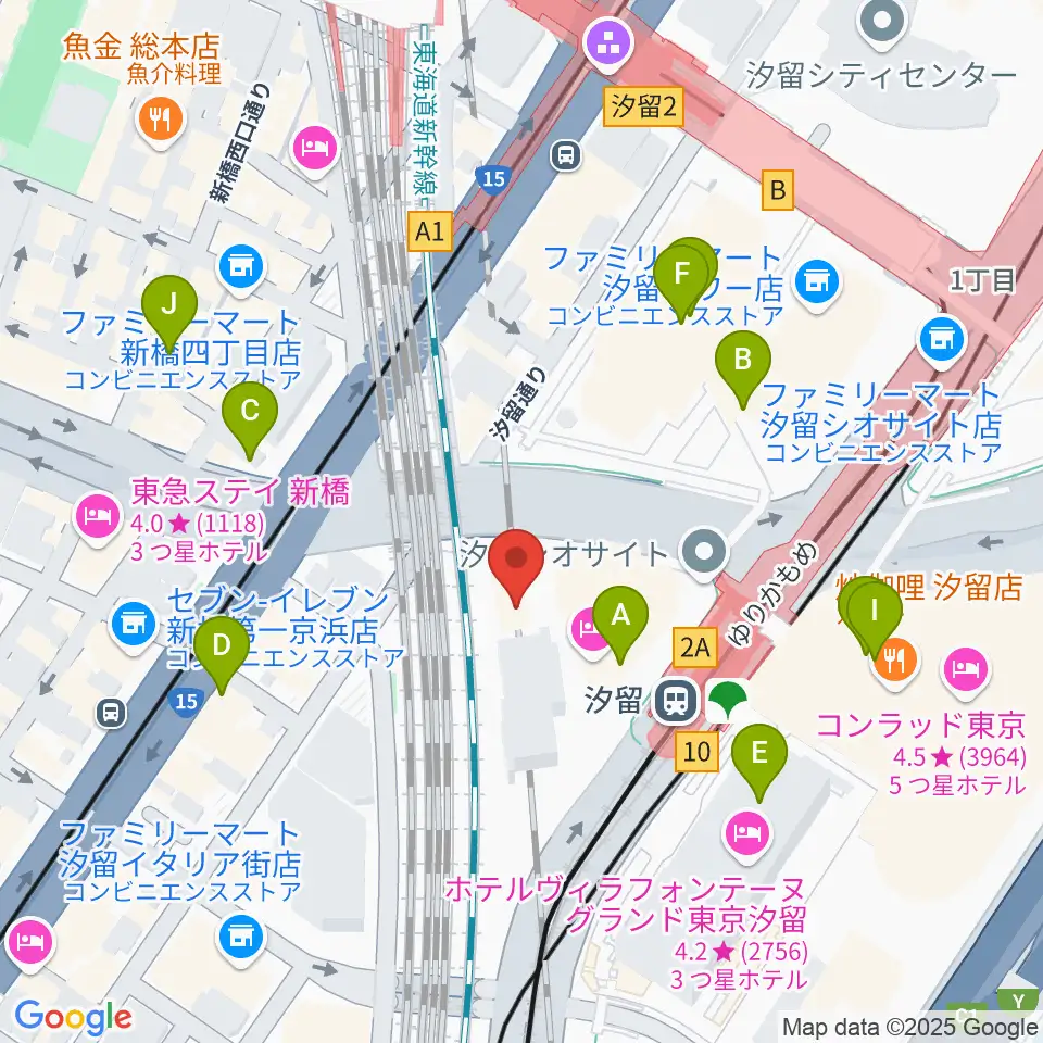 日仏文化協会 汐留ホール周辺のカフェ一覧地図