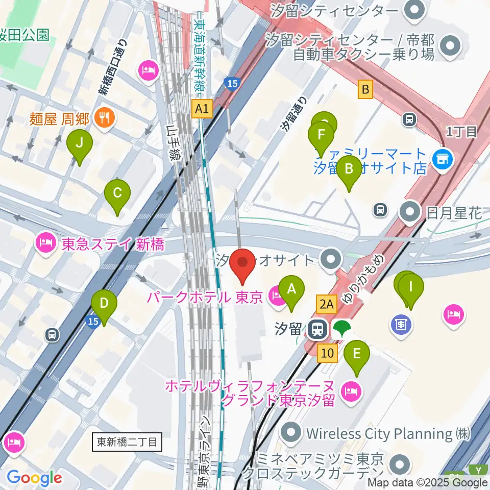 日仏文化協会 汐留ホール周辺のカフェ一覧地図