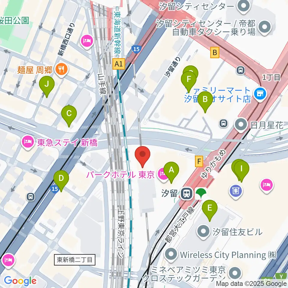 日仏文化協会 汐留ホール周辺のカフェ一覧地図