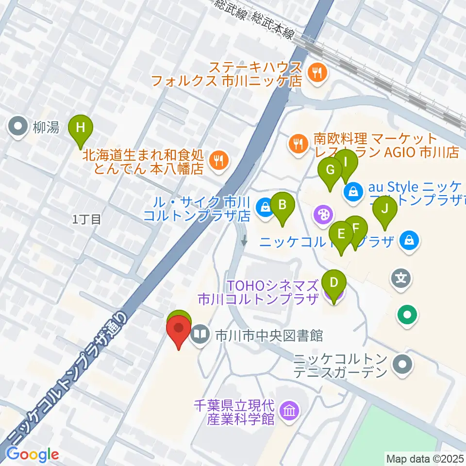 市川市文学ミュージアム周辺のカフェ一覧地図