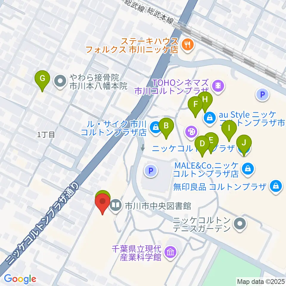 市川市文学ミュージアム周辺のカフェ一覧地図