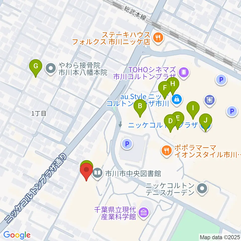 市川市文学ミュージアム周辺のカフェ一覧地図