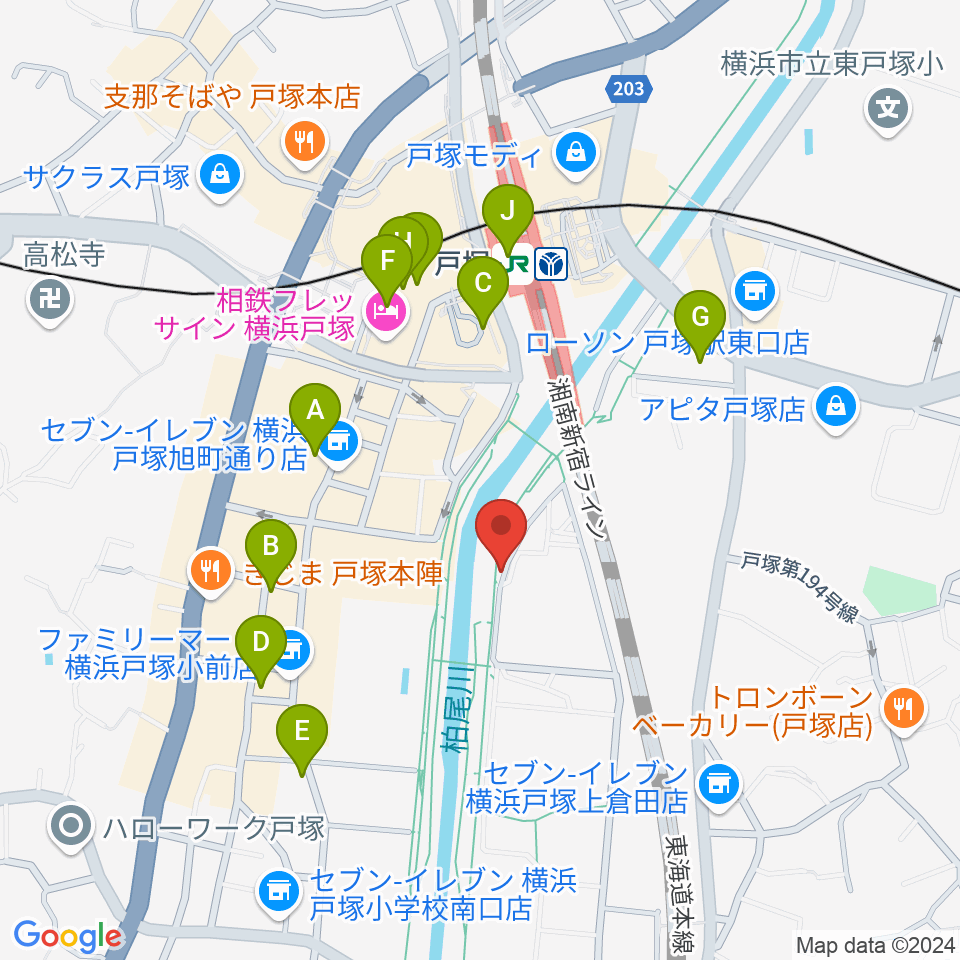 戸塚LOPO周辺のカフェ一覧地図