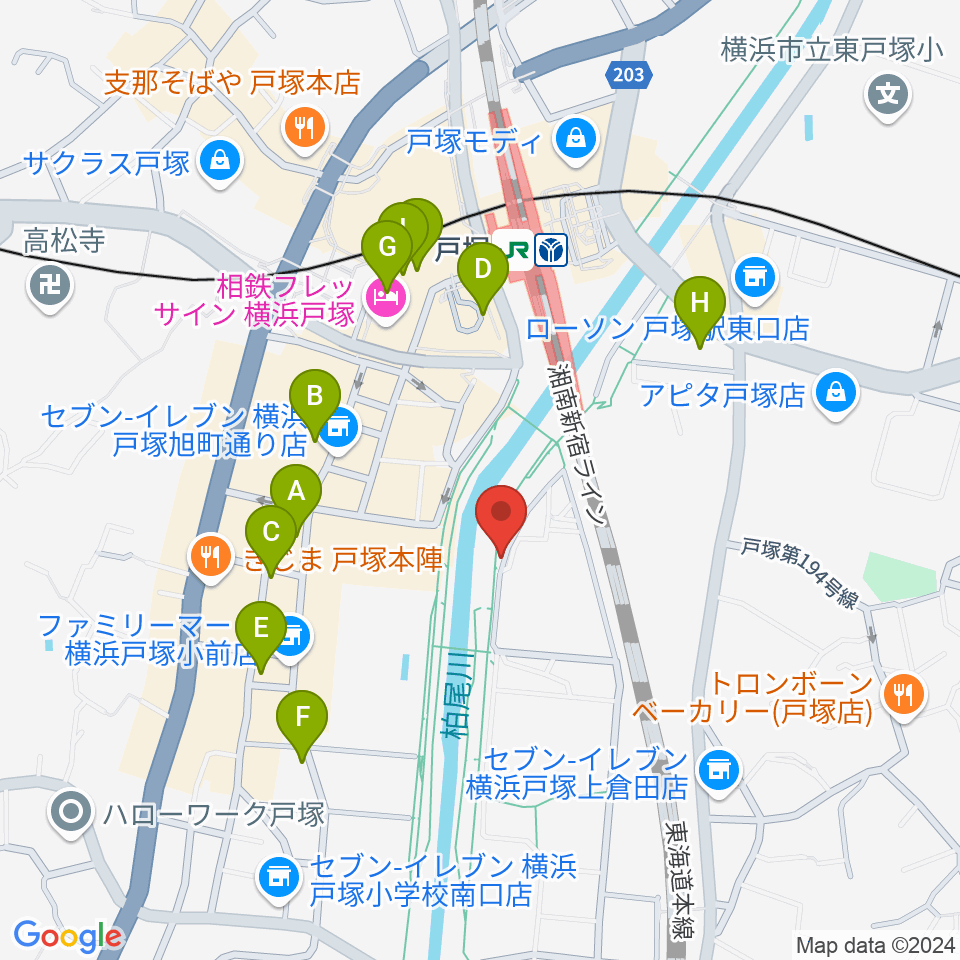 戸塚LOPO周辺のカフェ一覧地図