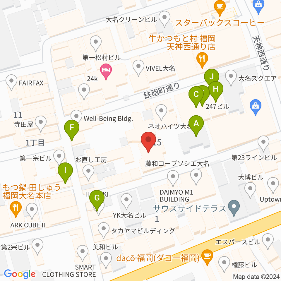 ティエンポ・ホール周辺のカフェ一覧地図