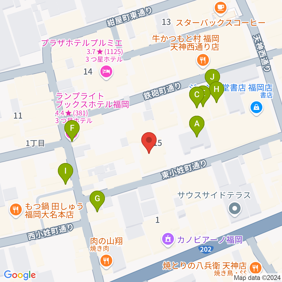 ティエンポ・ホール周辺のカフェ一覧地図