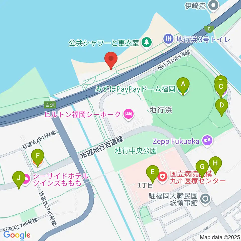 シーサイドももち海浜公園周辺のカフェ一覧地図