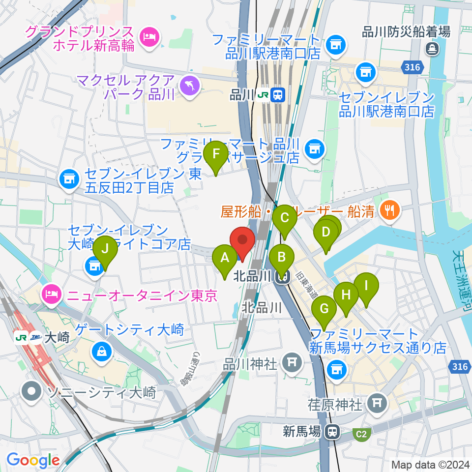 キリスト品川教会 グローリア・チャペル周辺のカフェ一覧地図