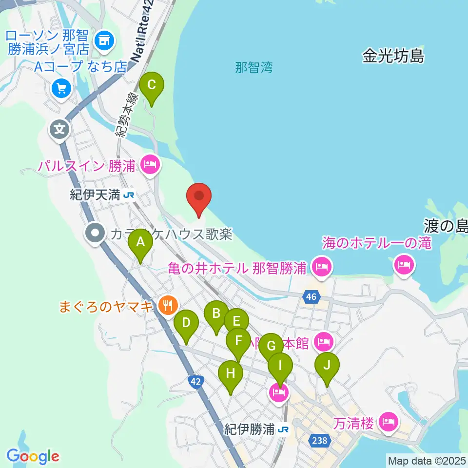 那智勝浦町体育文化会館周辺のカフェ一覧地図