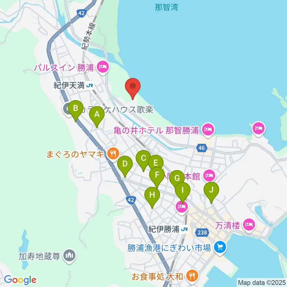 那智勝浦町体育文化会館周辺のカフェ一覧地図