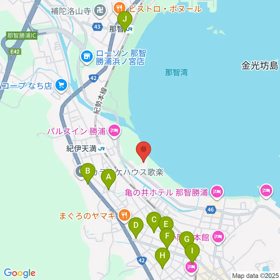 那智勝浦町体育文化会館周辺のカフェ一覧地図