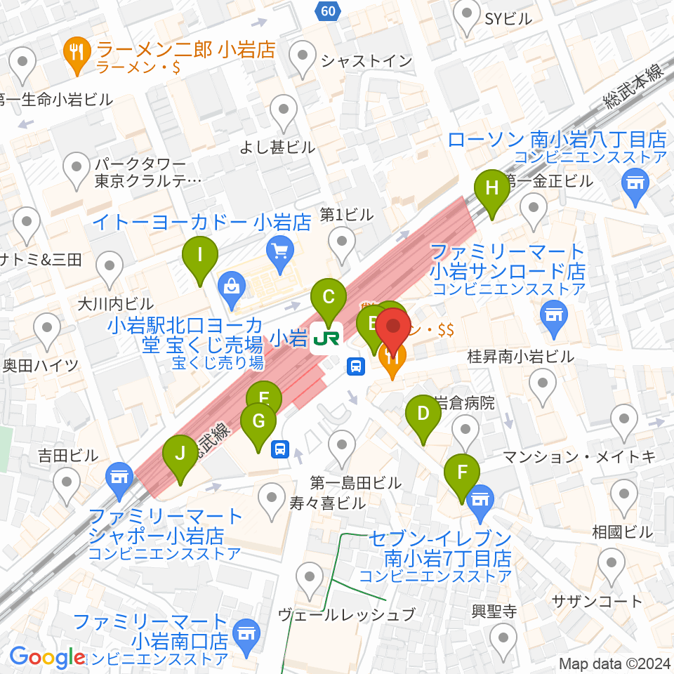 小岩ジョニーエンジェル周辺のカフェ一覧地図