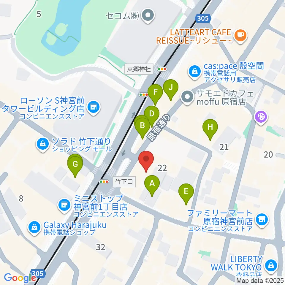 ハーモニー東京センター周辺のカフェ一覧地図