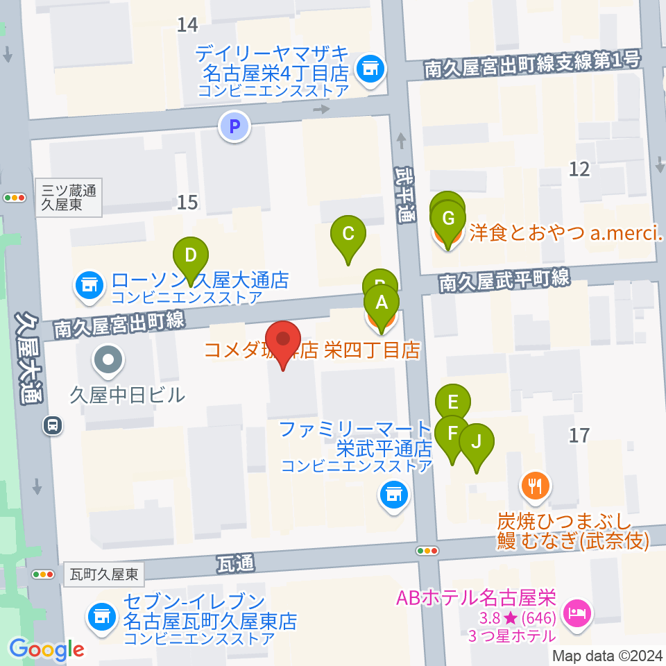 Sakae Base周辺のカフェ一覧地図