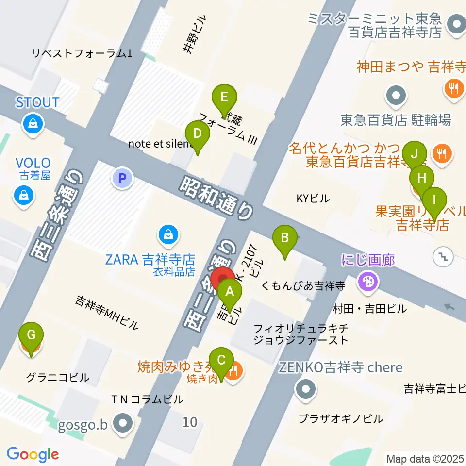 吉祥寺シルバーエレファント周辺のカフェ一覧地図