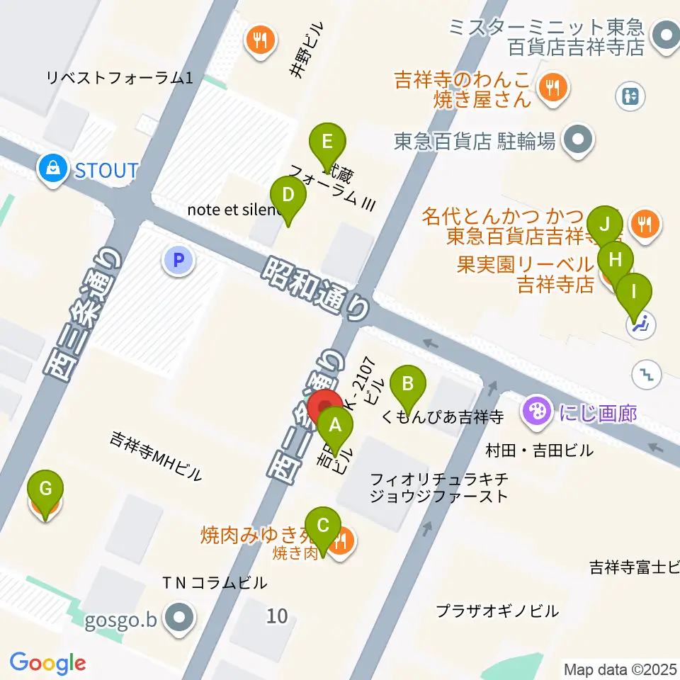 吉祥寺シルバーエレファント周辺のカフェ一覧地図