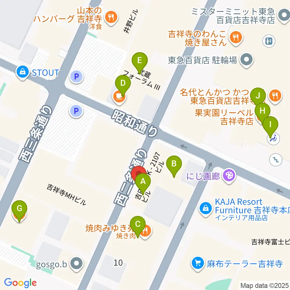 吉祥寺シルバーエレファント周辺のカフェ一覧地図