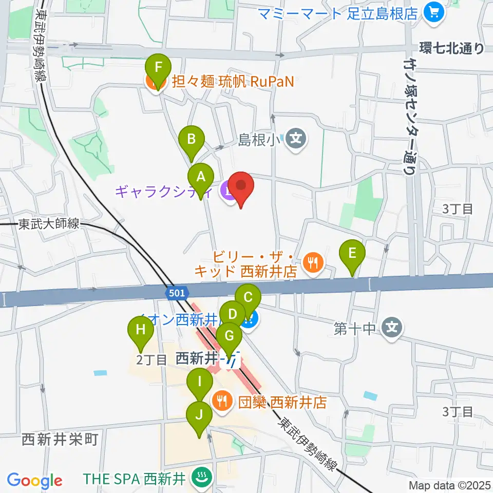 西新井文化ホール周辺のカフェ一覧地図