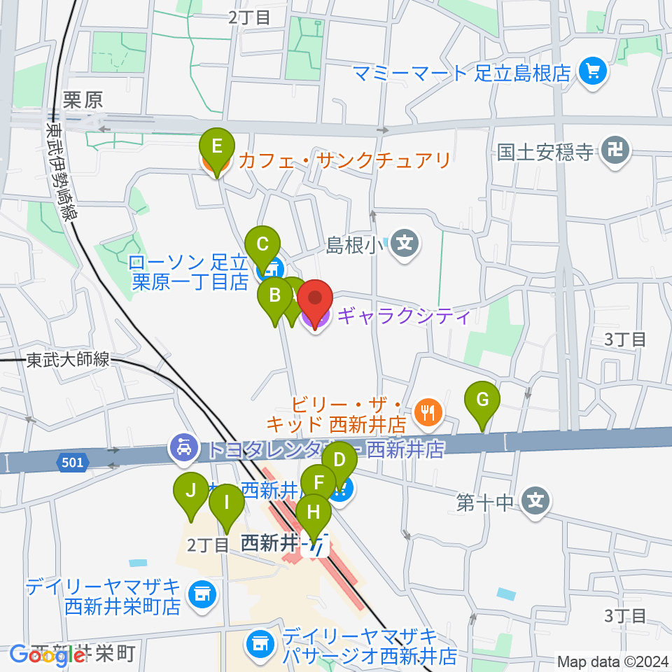 まるちたいけんドーム周辺のカフェ一覧地図