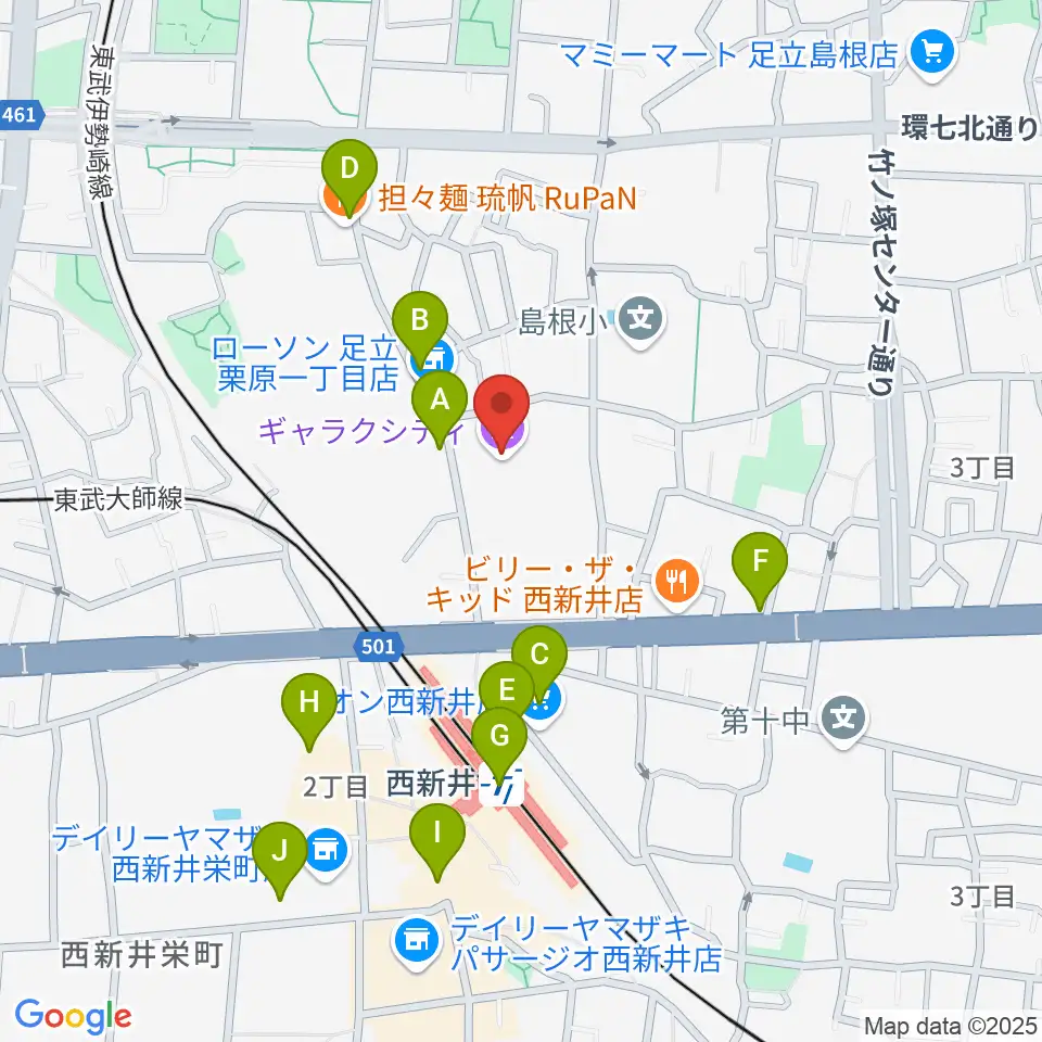 まるちたいけんドーム周辺のカフェ一覧地図
