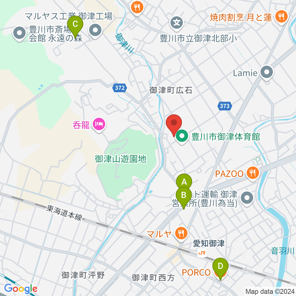 豊川市御津文化会館 ハートフルホール周辺のカフェ一覧地図