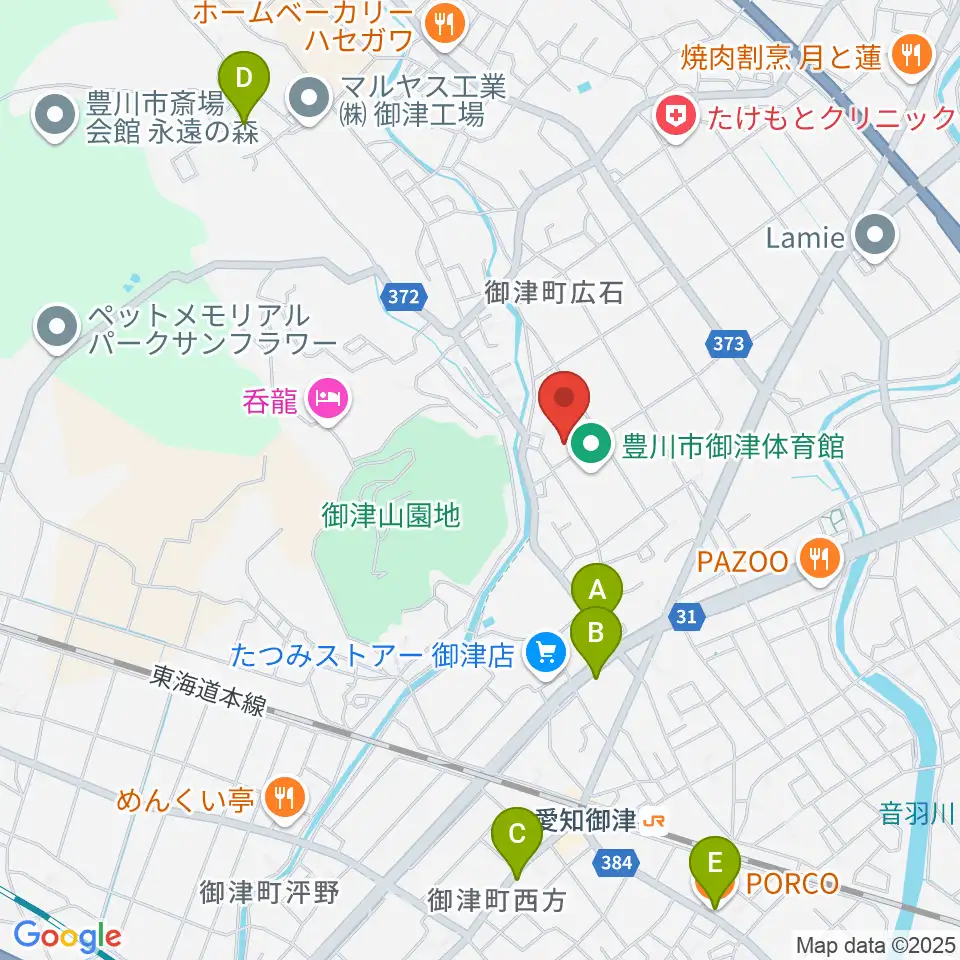 豊川市御津文化会館 ハートフルホール周辺のカフェ一覧地図