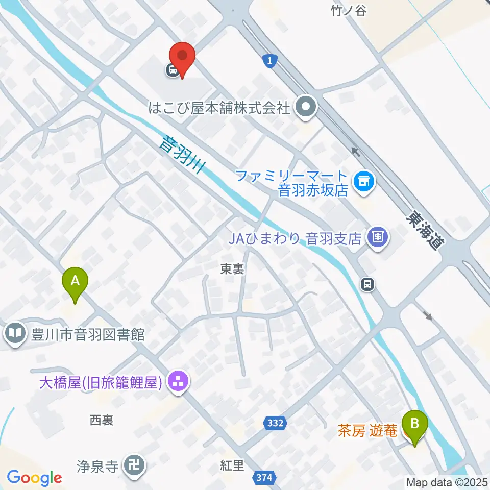 豊川市音羽文化ホール ウィンディアホール周辺のカフェ一覧地図