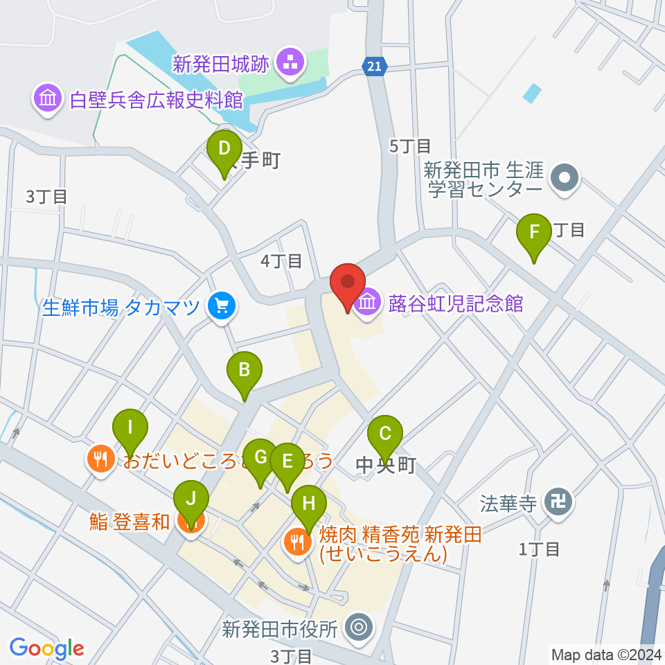 新発田市民文化会館周辺のカフェ一覧地図