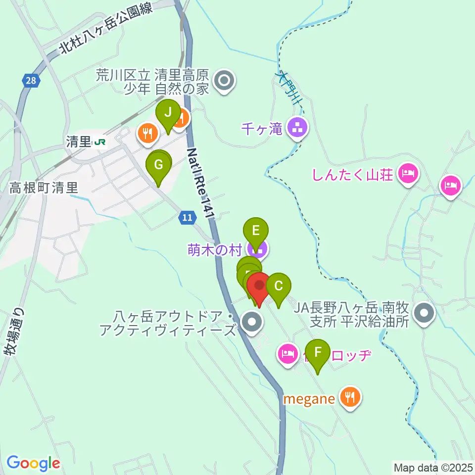 萌木の村オルゴール館ホール・オブ・ホールズ周辺のカフェ一覧地図