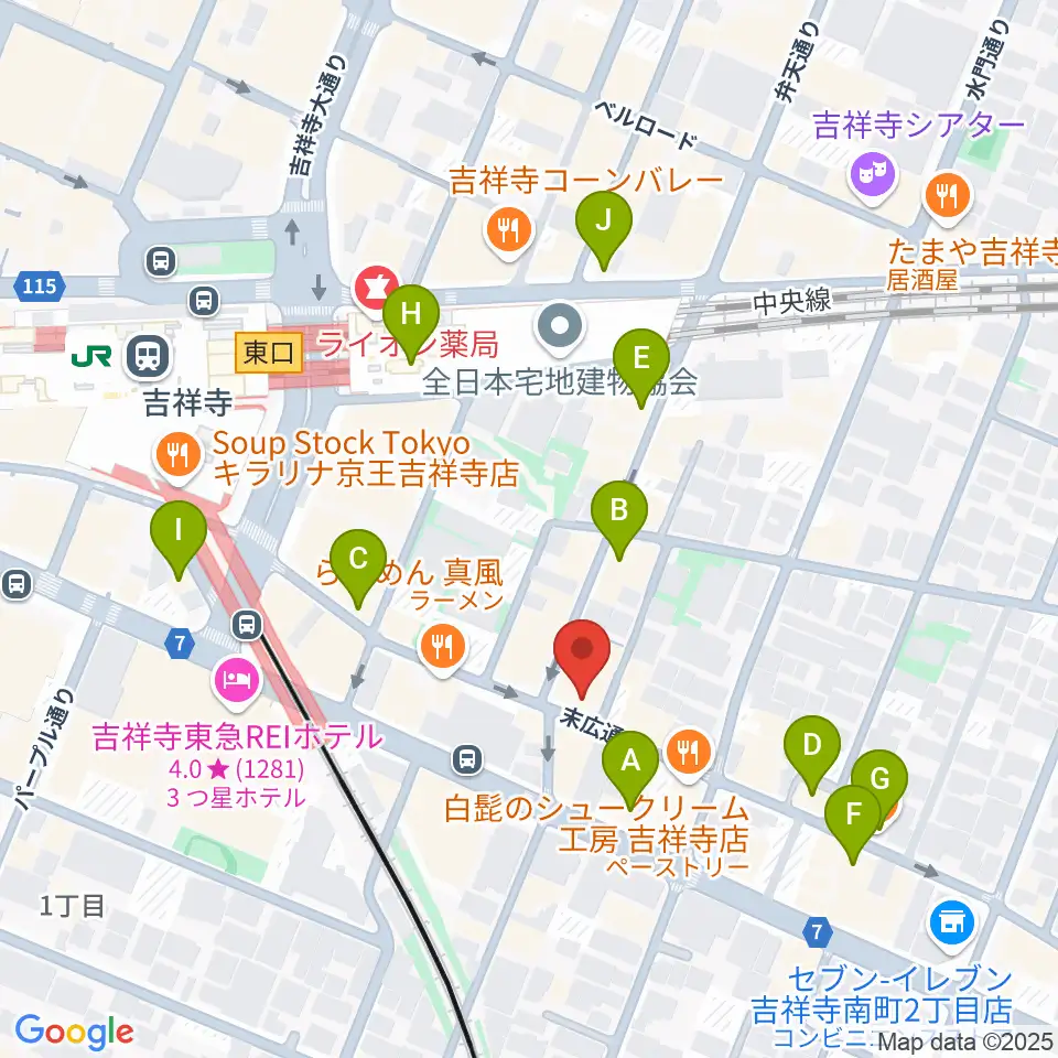吉祥寺MANDA-LA2周辺のカフェ一覧地図