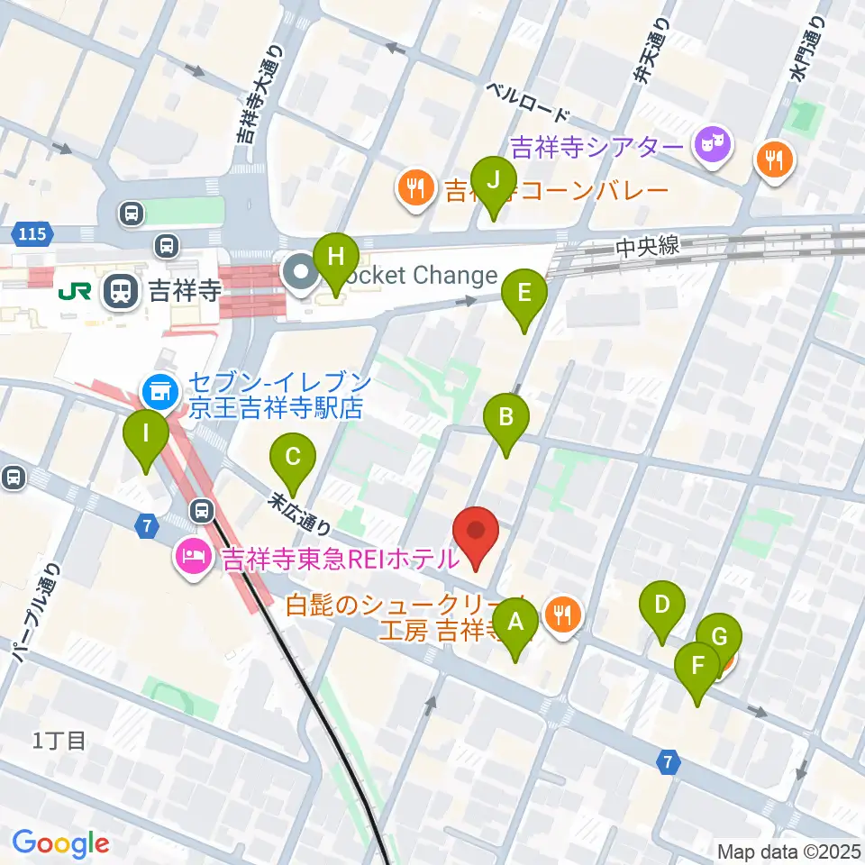 吉祥寺MANDA-LA2周辺のカフェ一覧地図