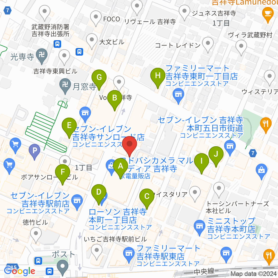 吉祥寺スターパインズカフェ周辺のカフェ一覧地図