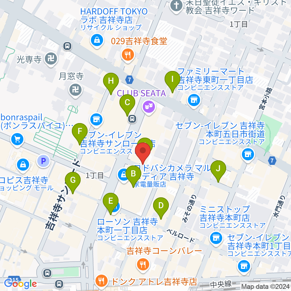 吉祥寺スターパインズカフェ周辺のカフェ一覧地図