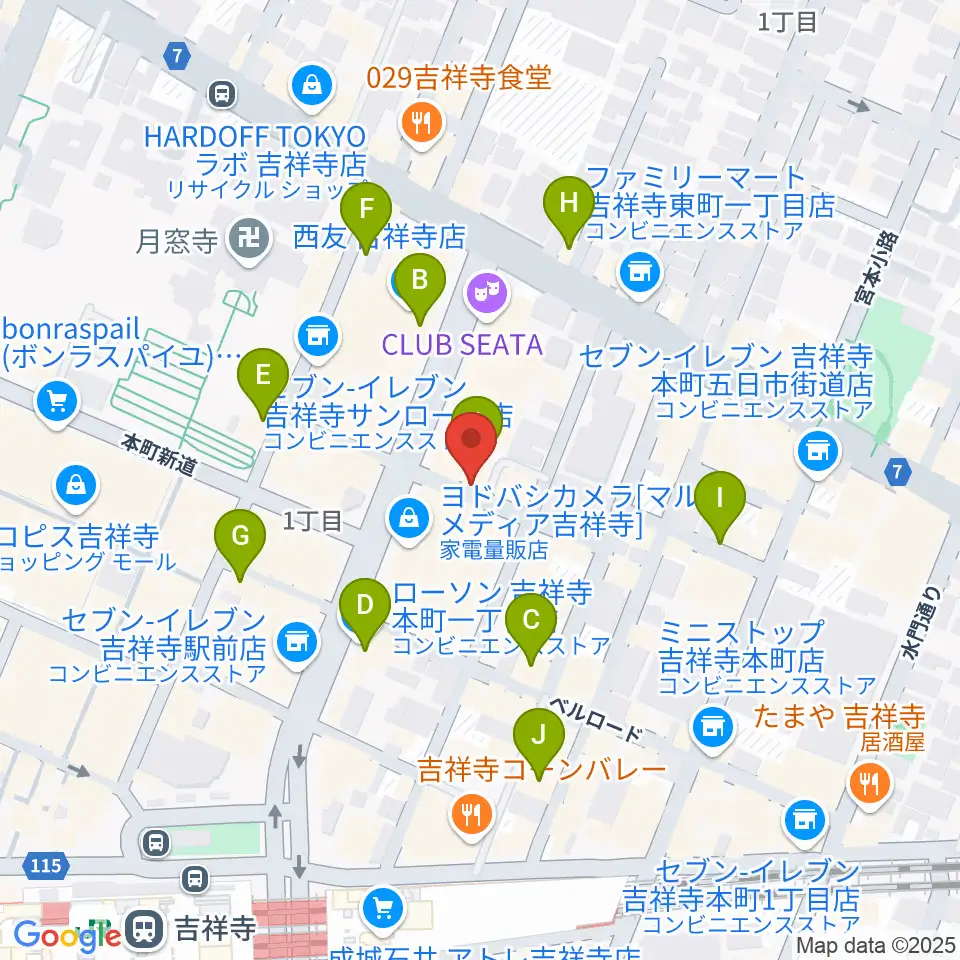 吉祥寺スターパインズカフェ周辺のカフェ一覧地図