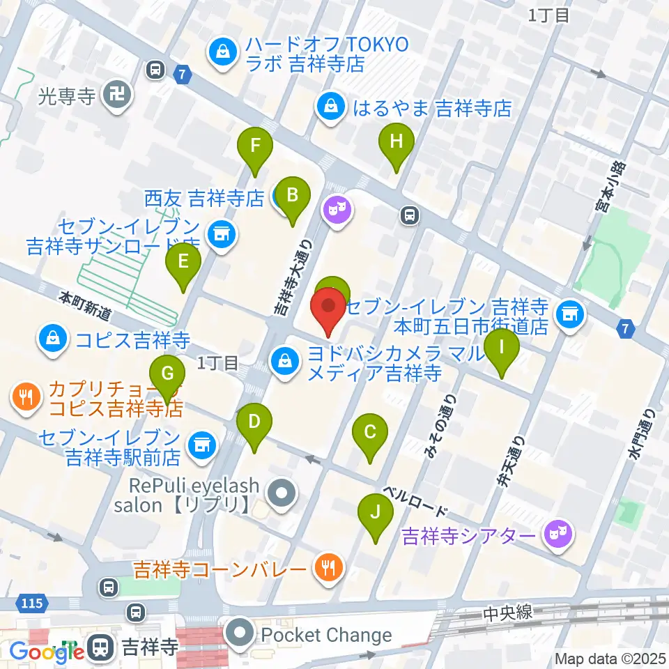吉祥寺スターパインズカフェ周辺のカフェ一覧地図