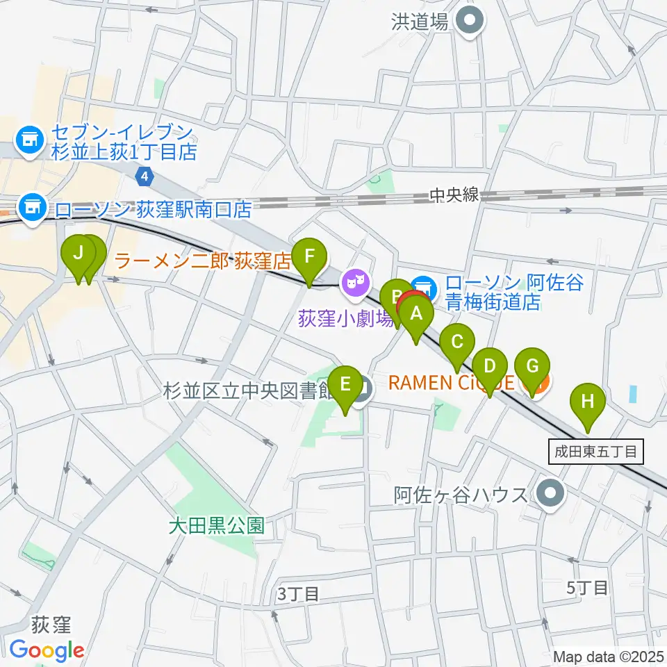荻窪 かふぇ&ほーる with遊周辺のカフェ一覧地図
