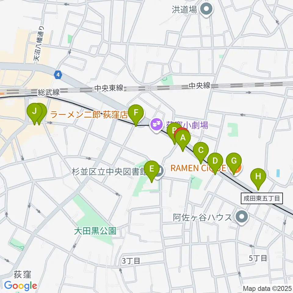 荻窪 かふぇ&ほーる with遊周辺のカフェ一覧地図